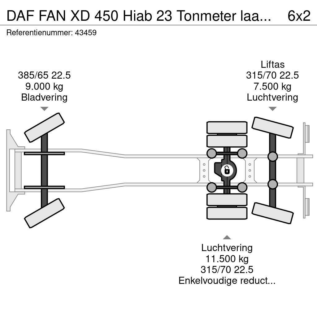 DAF FAN XD 450 Hiab 23 Tonmeter laadkraan Treileri ar āķi
