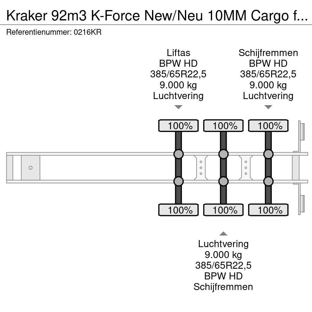 Kraker 92m3 K-Force New/Neu 10MM Cargo floor Liftas Alumi Kustīgo grīdu puspiekabes