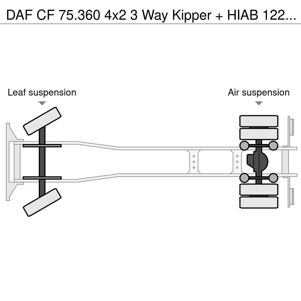 DAF CF 75.360 4x2 3 Way Kipper + HIAB 122 E-3 Hiduo Pašizgāzējs