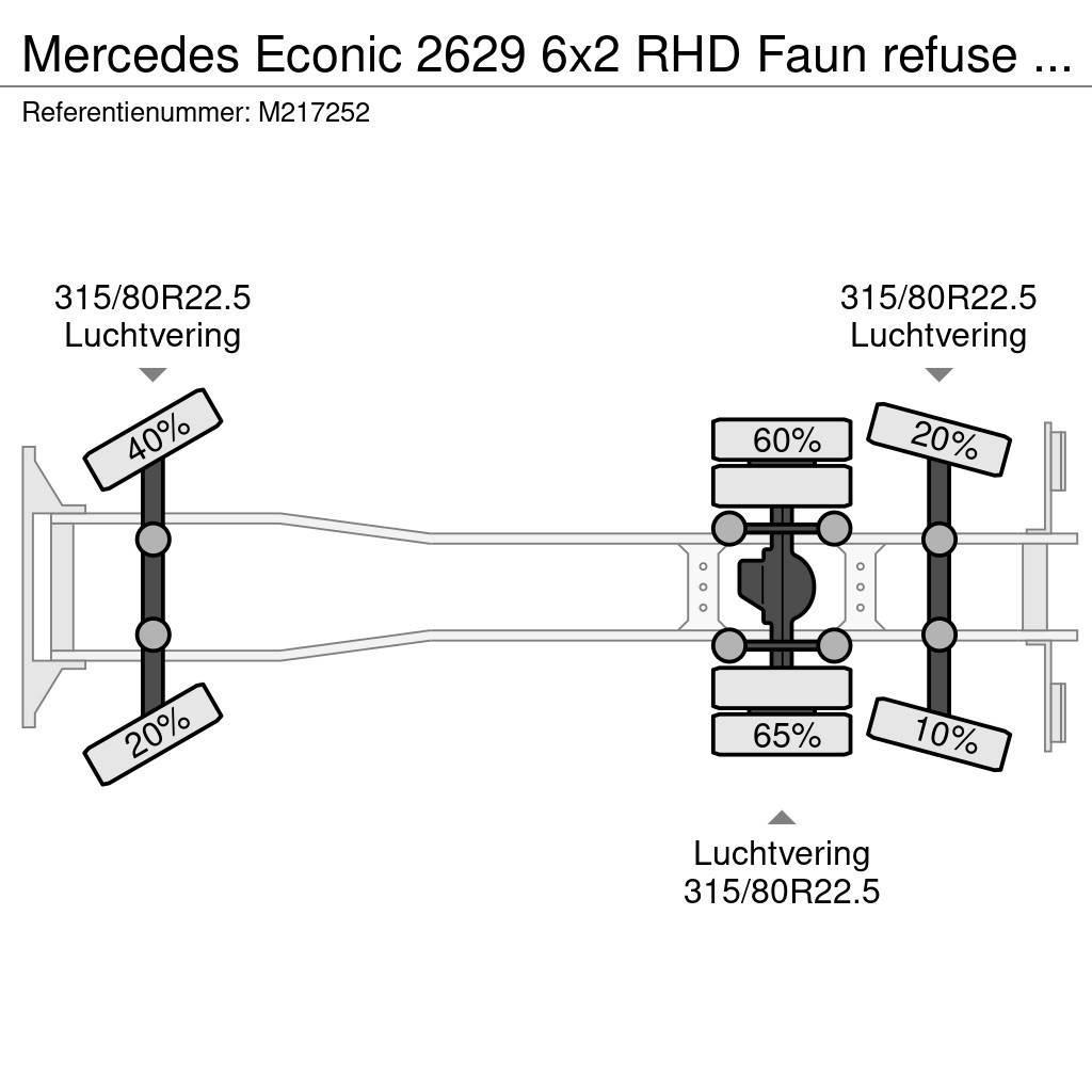 Mercedes-Benz Econic 2629 6x2 RHD Faun refuse truck Atkritumu izvešanas transports