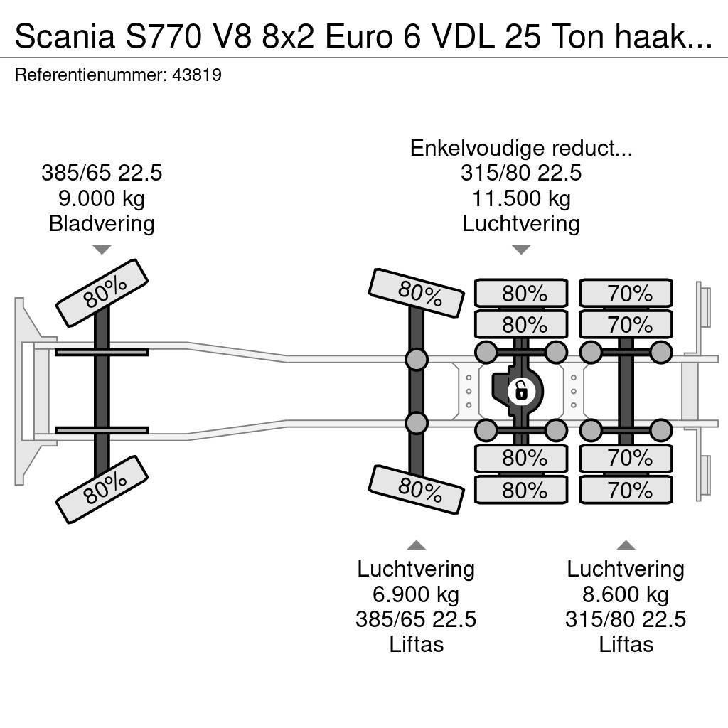 Scania S770 V8 8x2 Euro 6 VDL 25 Ton haakarmsysteem Just Treileri ar āķi
