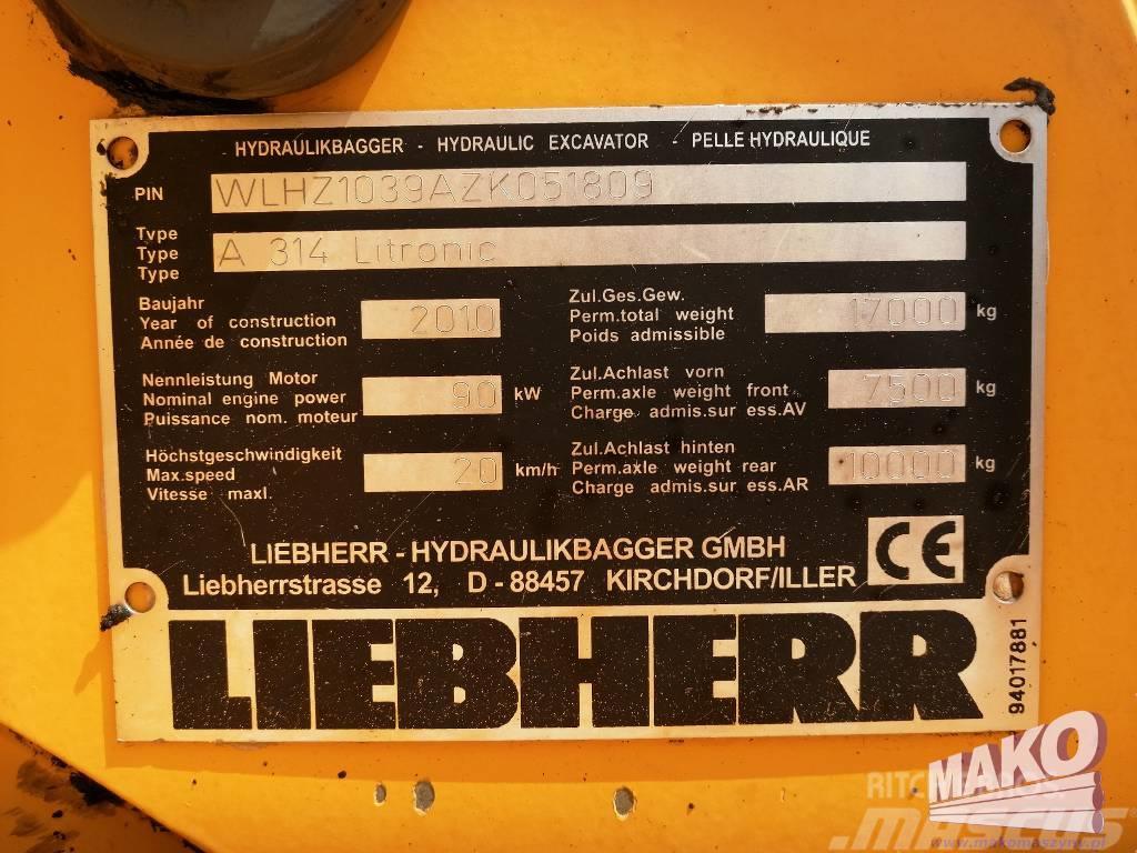 Liebherr A 314 Litronic Ekskavatori uz riteņiem