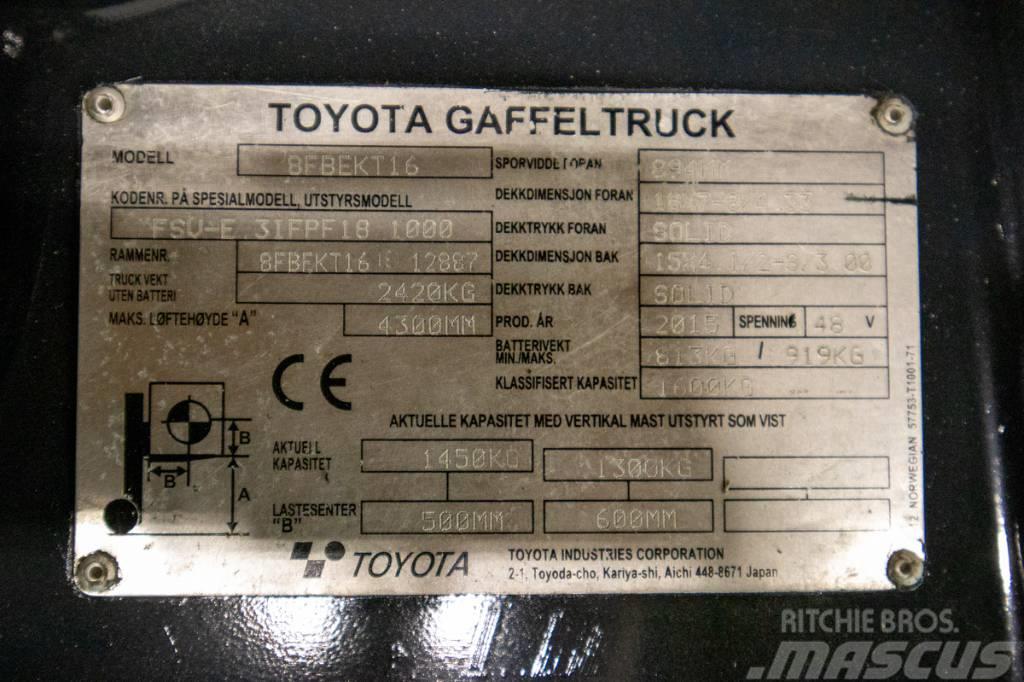 Toyota 8FBEKT16, välutrustad motviktstruck m nytt batteri Elektriskie iekrāvēji