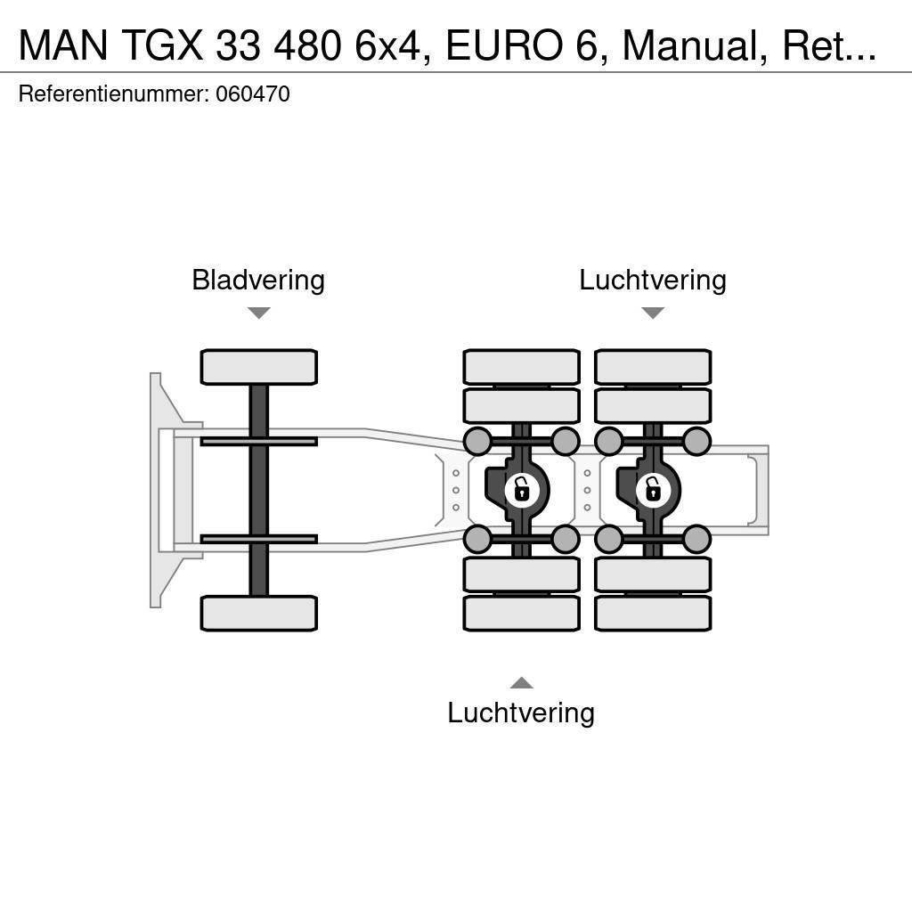MAN TGX 33 480 6x4, EURO 6, Manual, Retarder Vilcēji