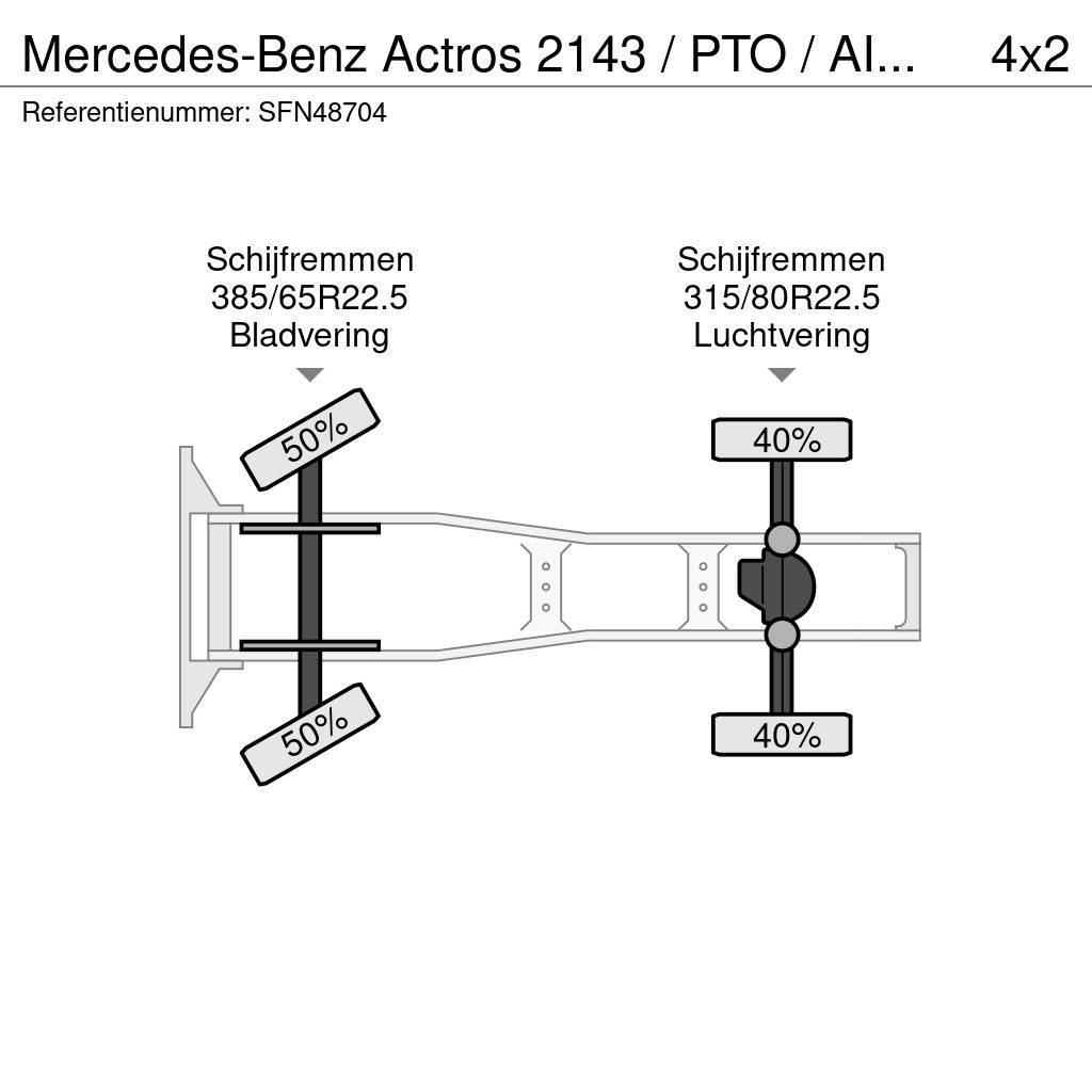 Mercedes-Benz Actros 2143 / PTO / AIRCO/ 10 ton vooras Vilcēji