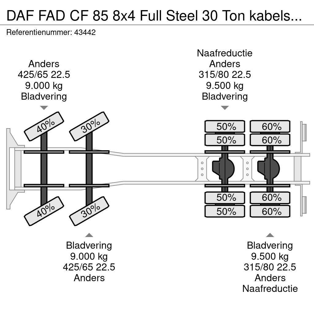 DAF FAD CF 85 8x4 Full Steel 30 Ton kabelsysteem Treileri ar āķi