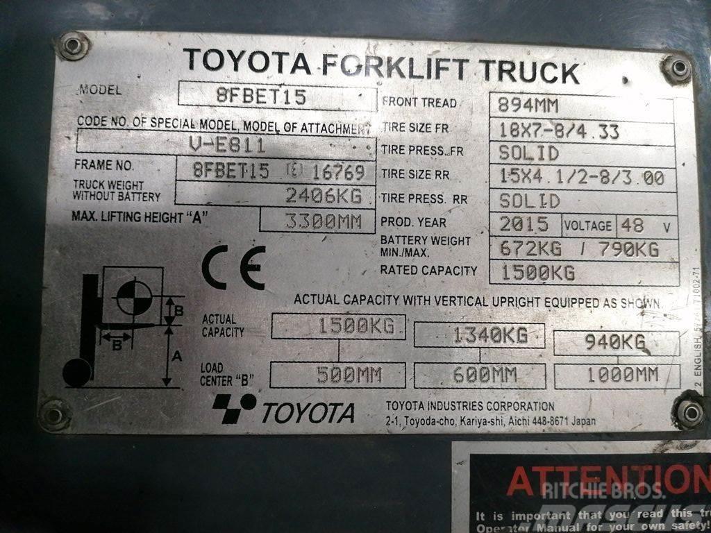 Toyota 8FBET15 Elektriskie iekrāvēji