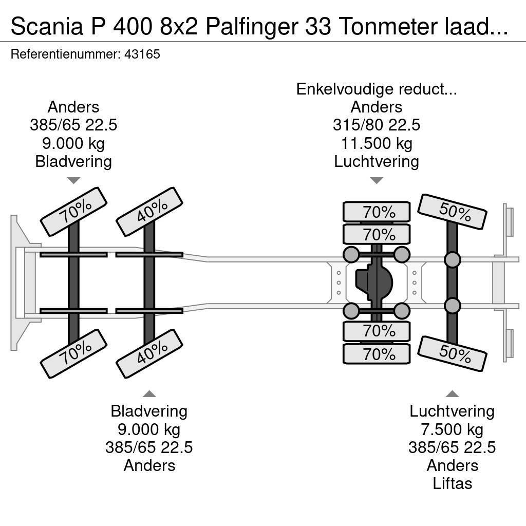 Scania P 400 8x2 Palfinger 33 Tonmeter laadkraan Treileri ar āķi