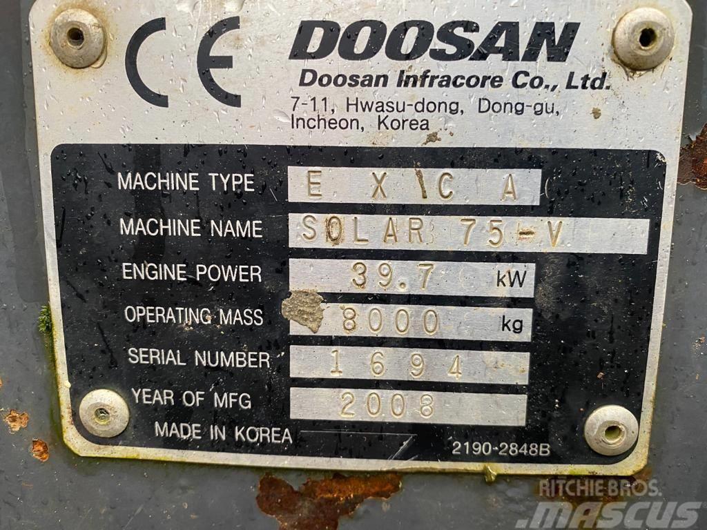 Doosan Solar 75V Minibagger / 8to Long Reach Bagger Vidēja lieluma ekskavatori 7 t - 12 t