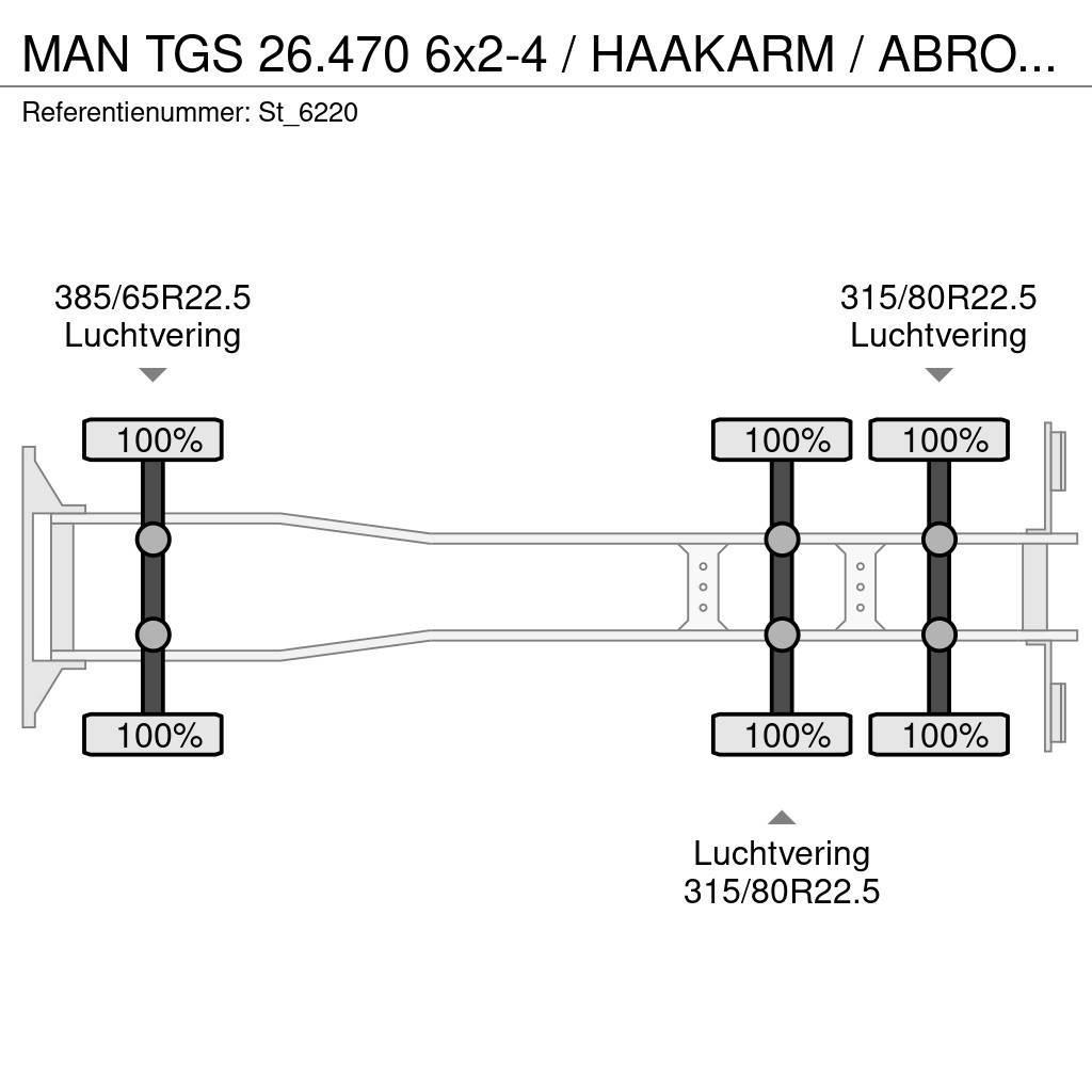 MAN TGS 26.470 6x2-4 / HAAKARM / ABROLKIPPER / NEW! Treileri ar āķi