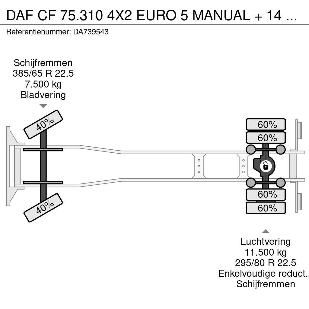DAF CF 75.310 4X2 EURO 5 MANUAL + 14 TONNES VDL Kravas automašinas konteineru vedeji