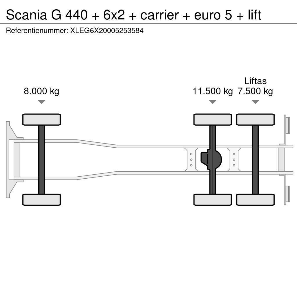 Scania G 440 + 6x2 + carrier + euro 5 + lift Kravas automašīnas - refrižeratori