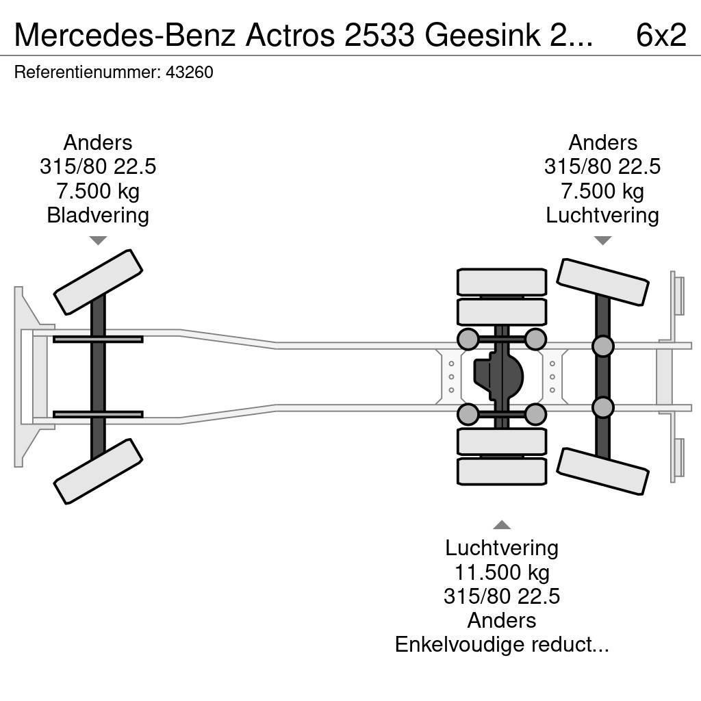 Mercedes-Benz Actros 2533 Geesink 23m³ GEC Welvaarts weegsysteem Atkritumu izvešanas transports
