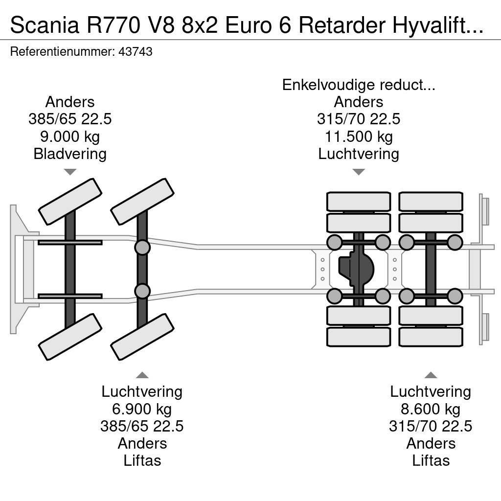 Scania R770 V8 8x2 Euro 6 Retarder Hyvalift 26 Ton NEW AN Treileri ar āķi