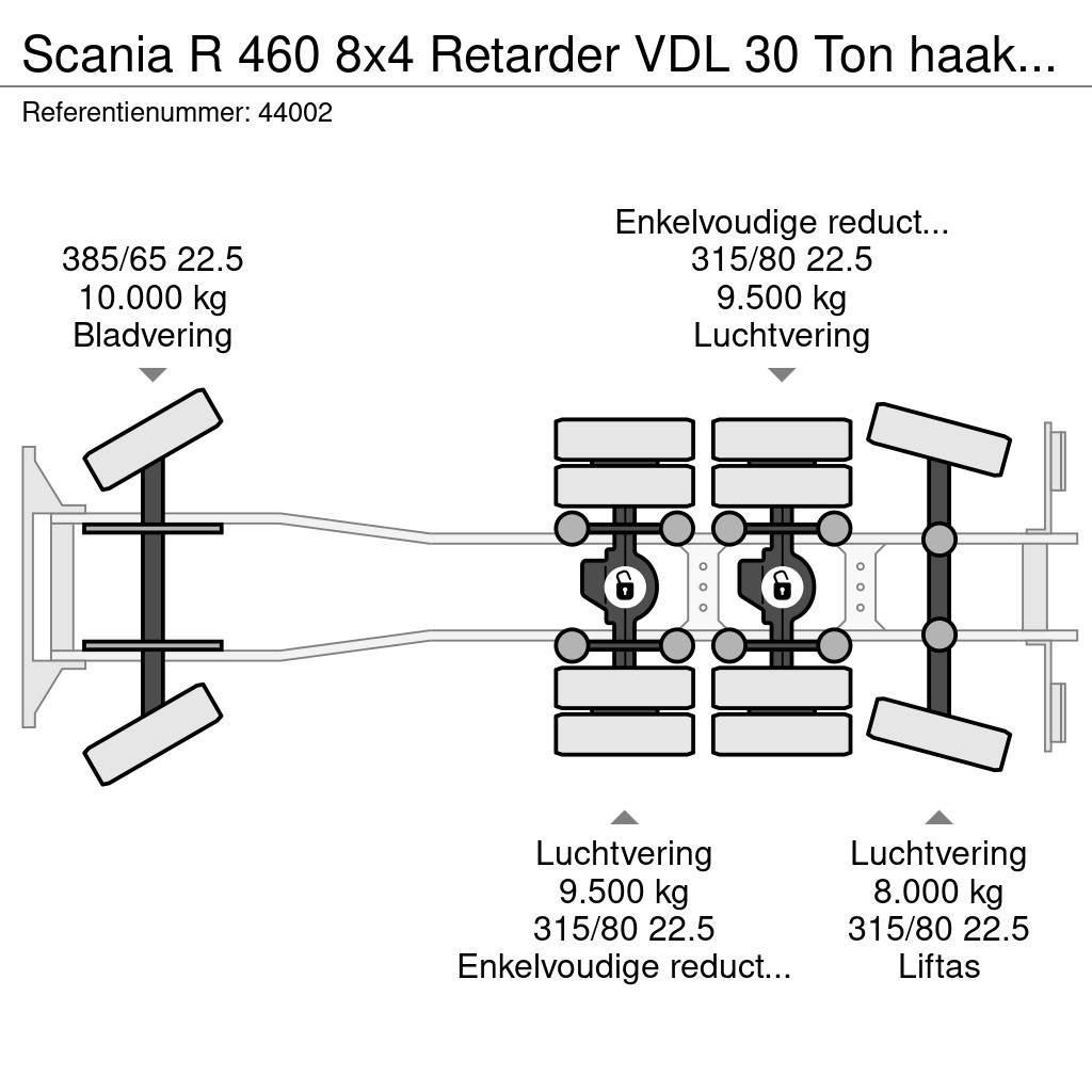 Scania R 460 8x4 Retarder VDL 30 Ton haakarmsysteem NEW A Treileri ar āķi