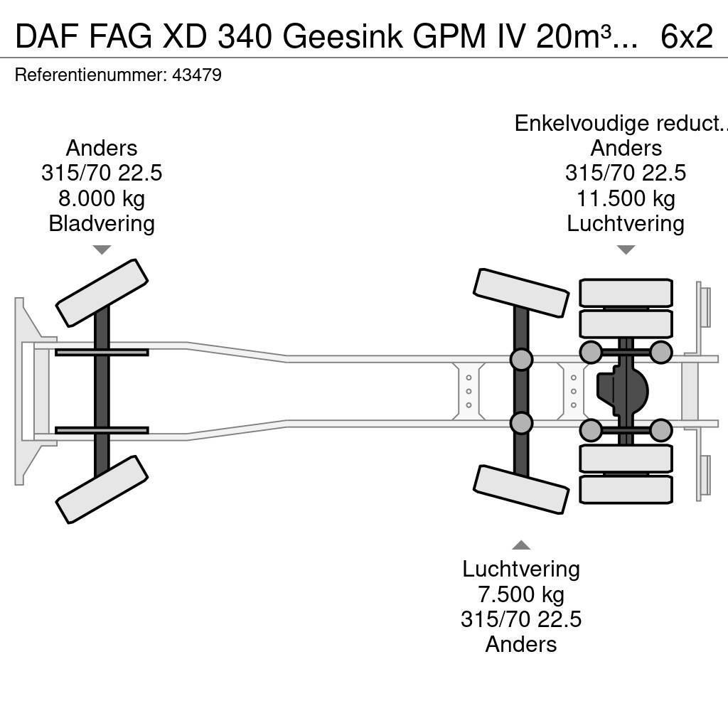 DAF FAG XD 340 Geesink GPM IV 20m³ GEC Atkritumu izvešanas transports