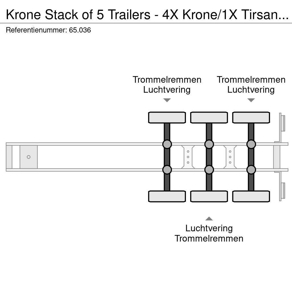 Krone Stack of 5 Trailers - 4X Krone/1X Tirsan ( STANDAR Tents puspiekabes