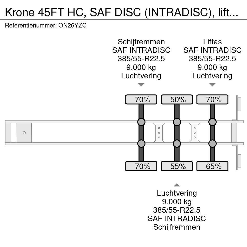 Krone 45FT HC, SAF DISC (INTRADISC), liftaxle (on 3rd ax Konteinertreileri