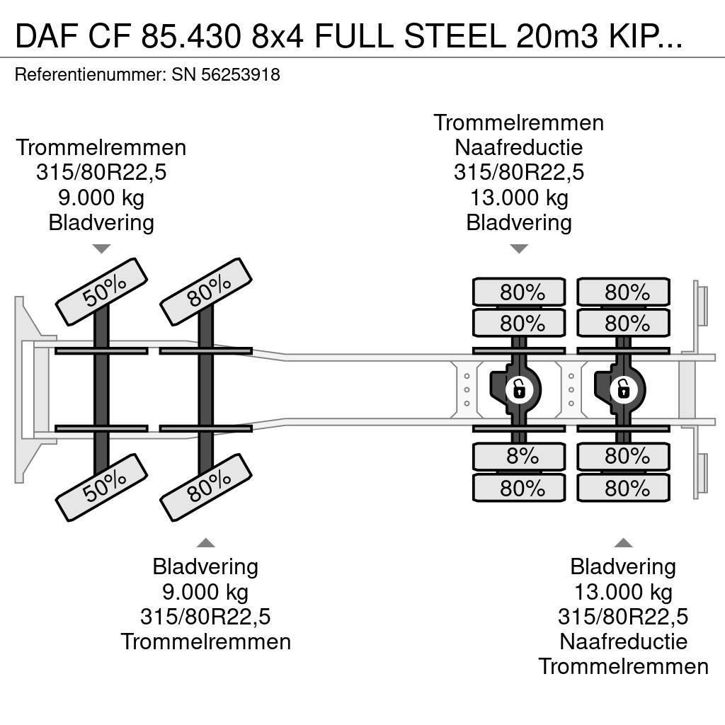 DAF CF 85.430 8x4 FULL STEEL 20m3 KIPPER (EURO 3 / ZF1 Pašizgāzējs
