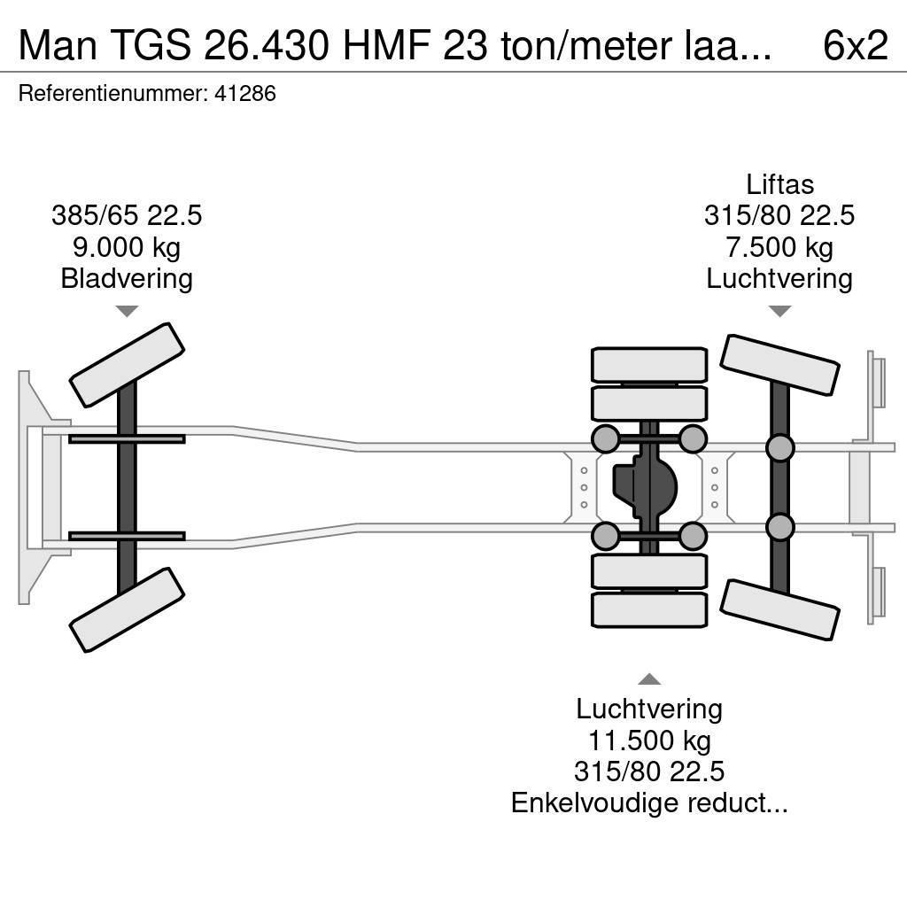 MAN TGS 26.430 HMF 23 ton/meter laadkraan Treileri ar āķi