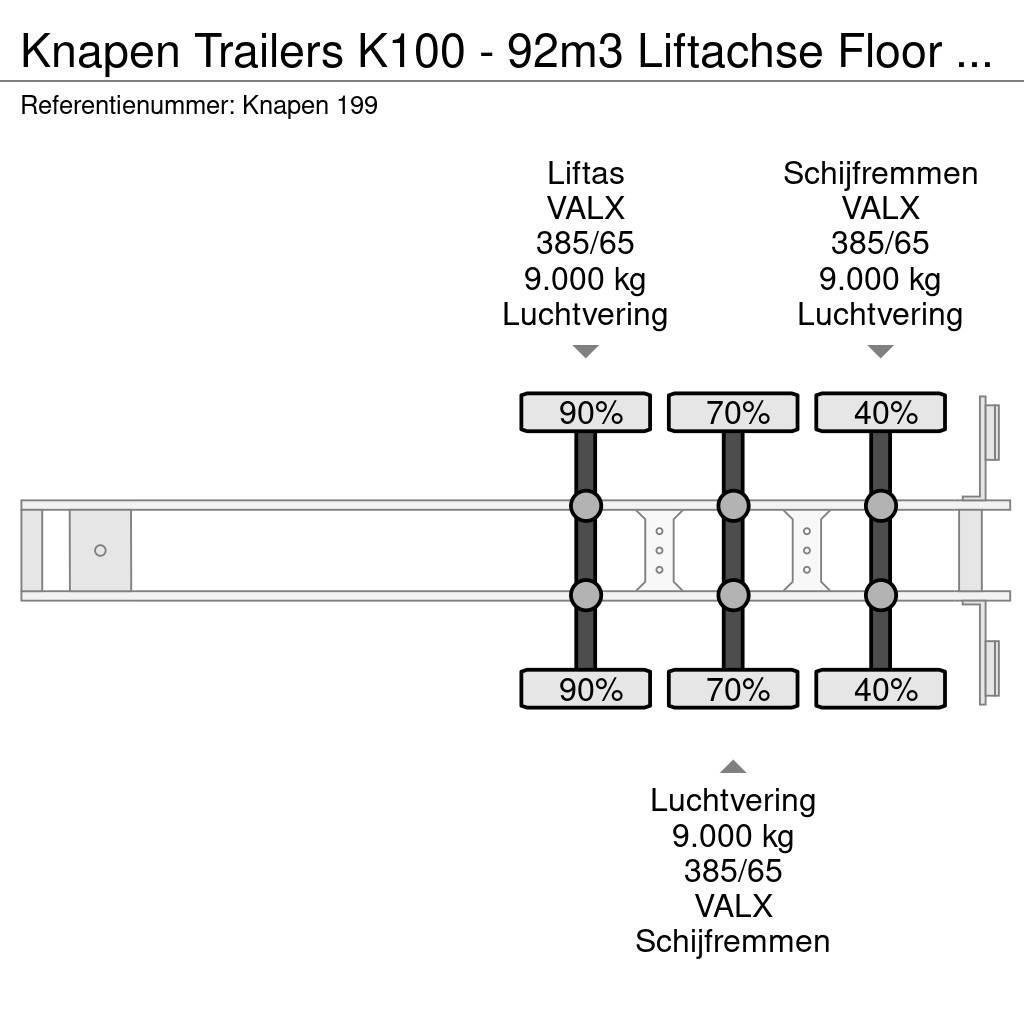 Knapen Trailers K100 - 92m3 Liftachse Floor 10mm APK/TUV Kustīgo grīdu puspiekabes