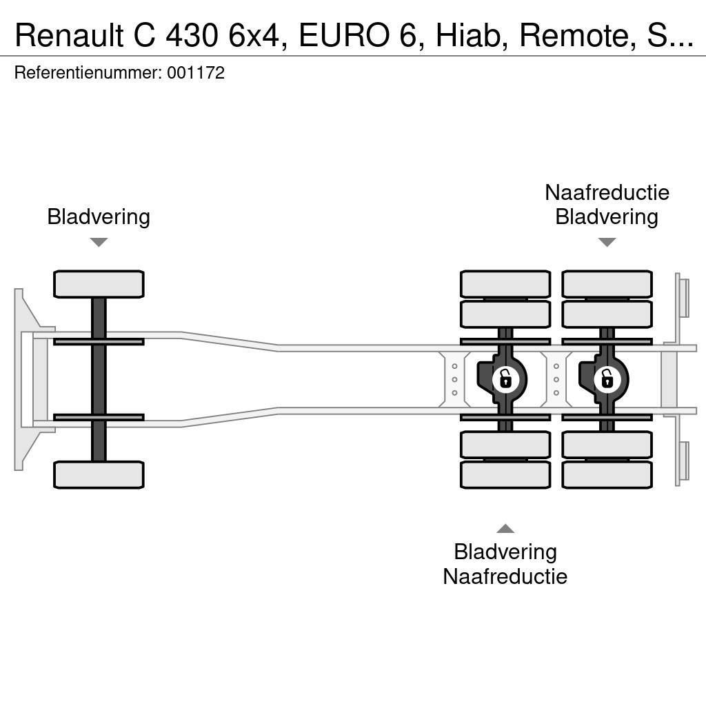 Renault C 430 6x4, EURO 6, Hiab, Remote, Steel suspension Platformas/izkraušana no sāniem