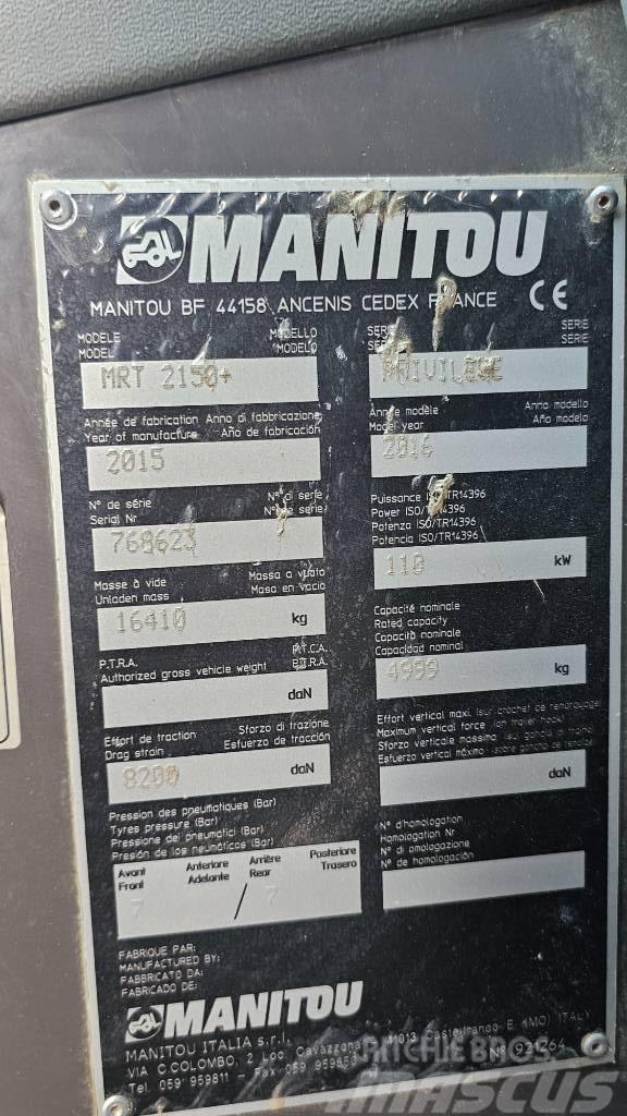 Manitou MRT 2150 Plus Privilege Teleskopiskie manipulatori