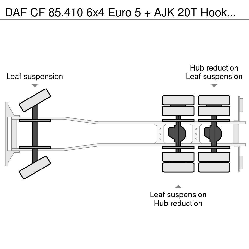DAF CF 85.410 6x4 Euro 5 + AJK 20T Hooksystem Treileri ar āķi