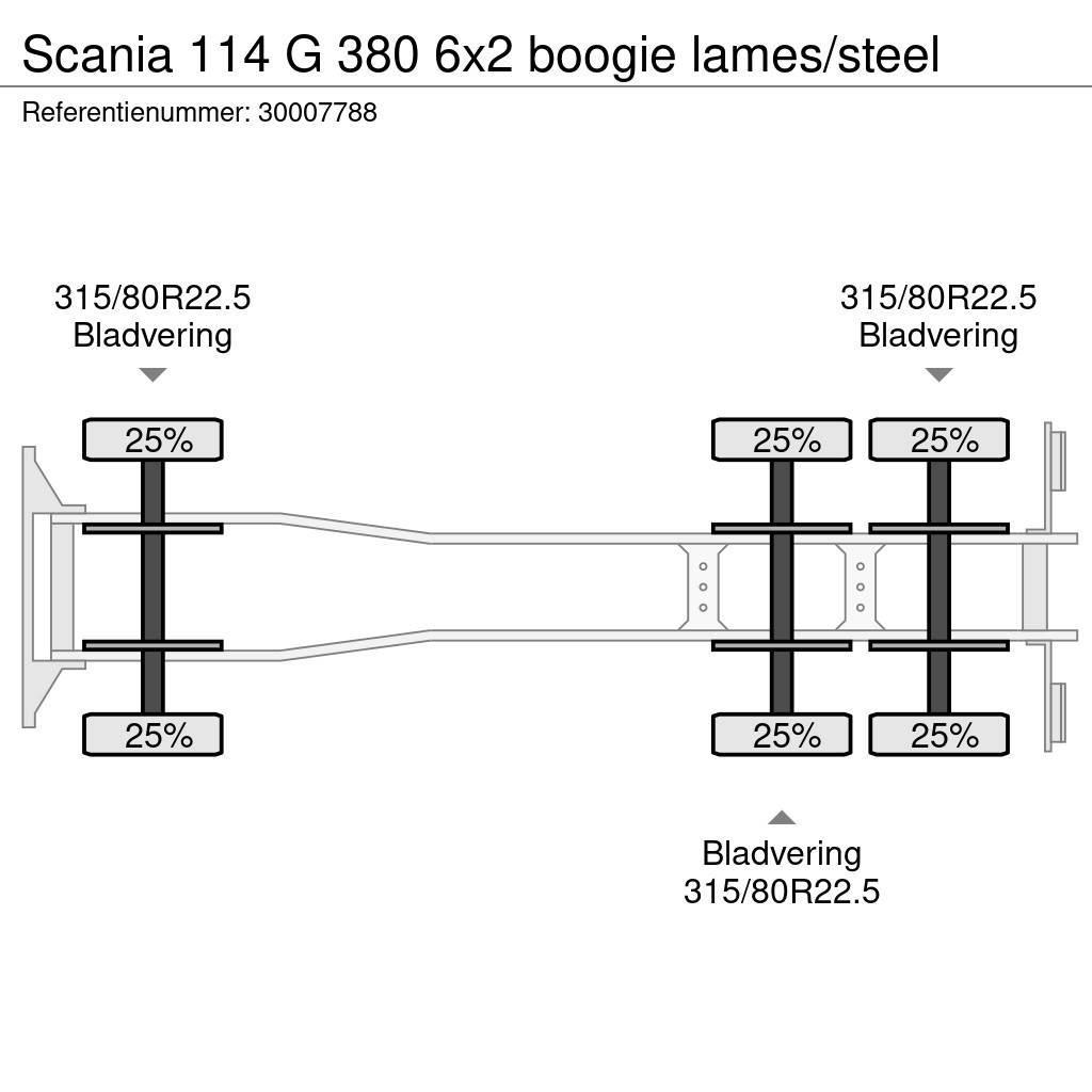 Scania 114 G 380 6x2 boogie lames/steel Šasija ar kabīni