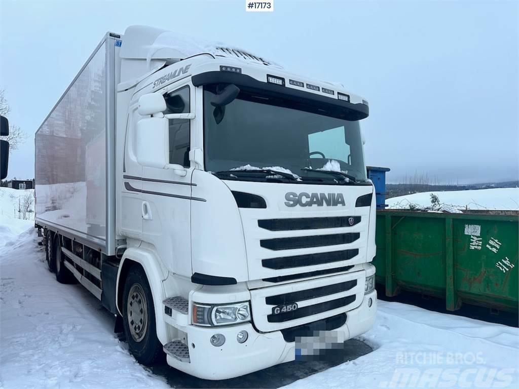 Scania G450 6x2 Box truck w/ fridge/freezer unit. Furgons