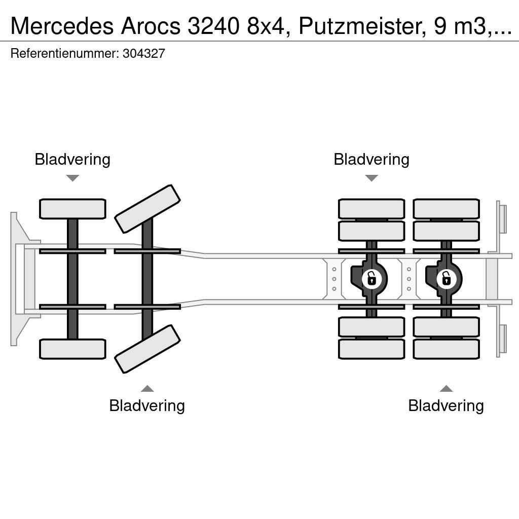 Mercedes-Benz Arocs 3240 8x4, Putzmeister, 9 m3, EURO 6 Betonvedēji