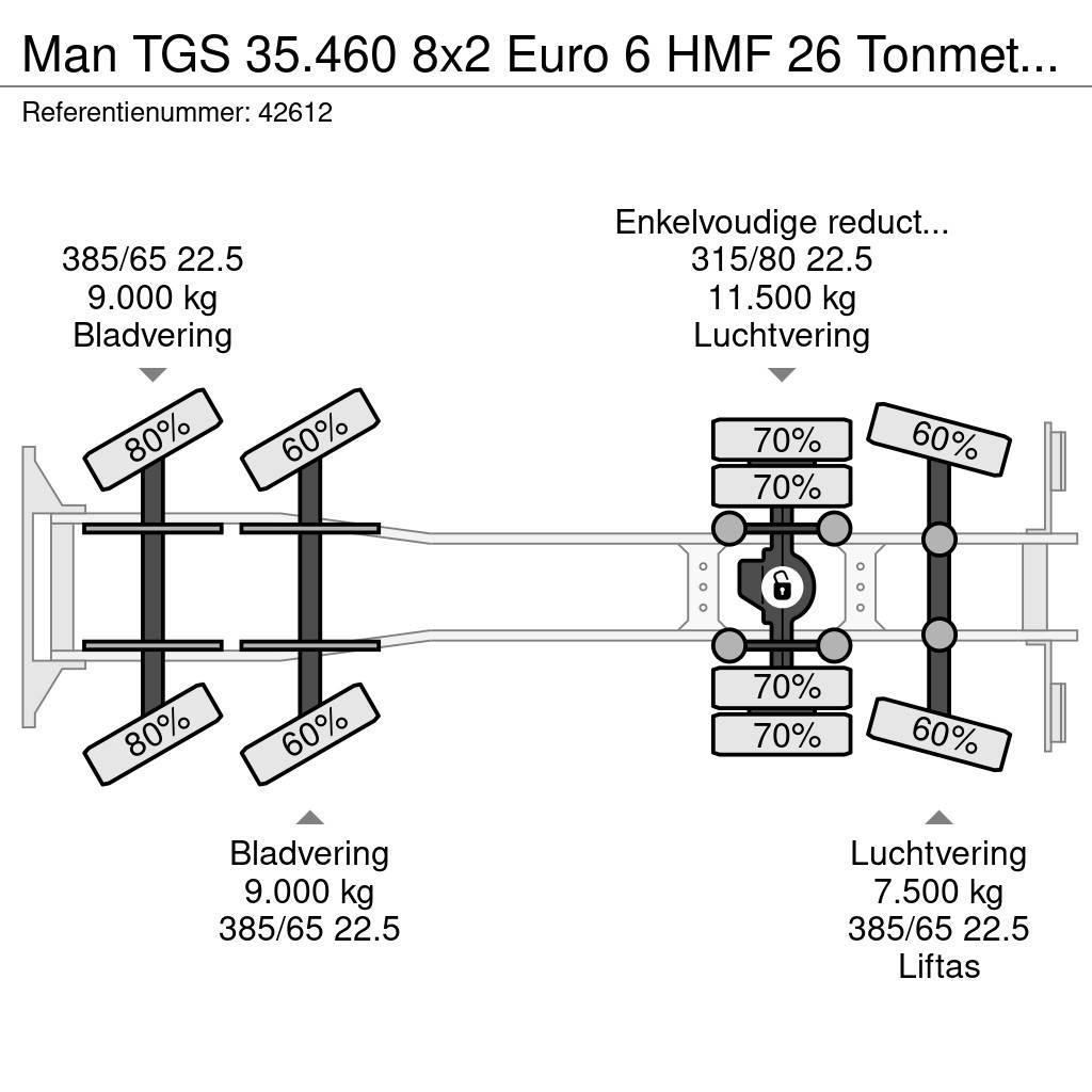 MAN TGS 35.460 8x2 Euro 6 HMF 26 Tonmeter laadkraan Treileri ar āķi