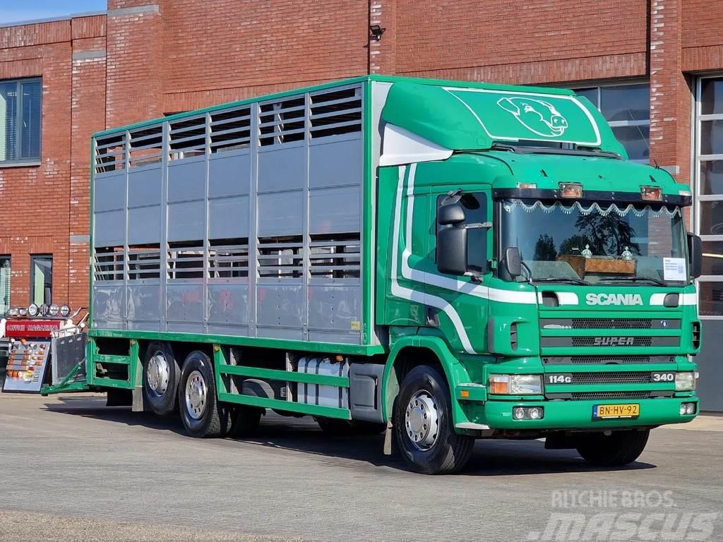Scania P114-340 2 deck livestock - Loadlift - Moving floo Dzīvnieku pārvadāšanas transports