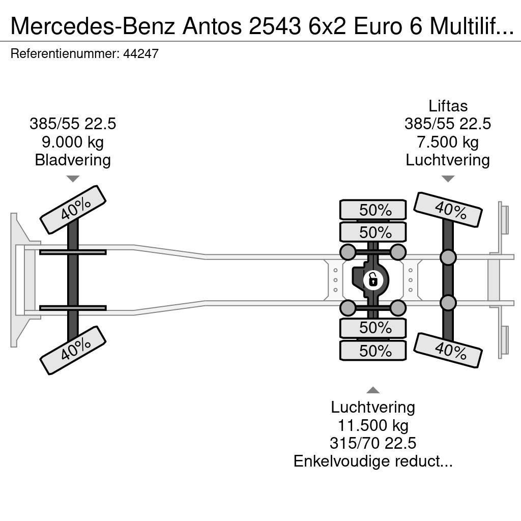 Mercedes-Benz Antos 2543 6x2 Euro 6 Multilift 26 Ton haakarmsyst Treileri ar āķi