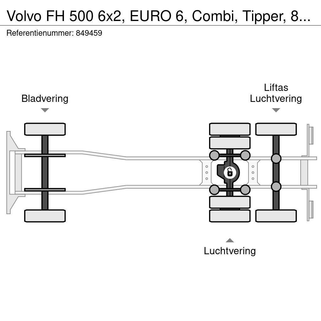 Volvo FH 500 6x2, EURO 6, Combi, Tipper, 84 M3 Pašizgāzējs