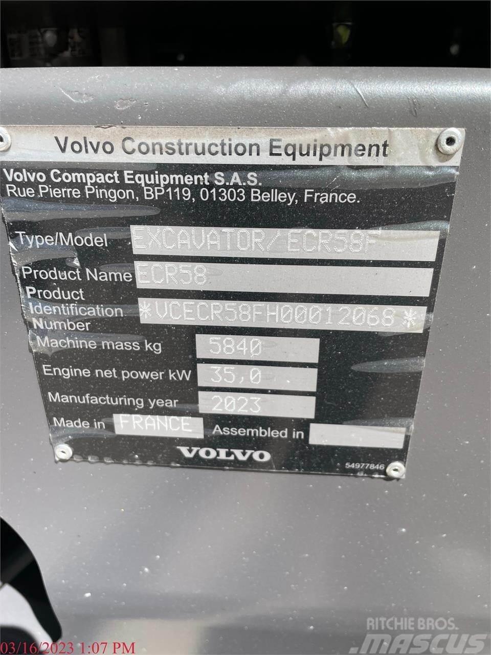 Volvo ECR58F Kāpurķēžu ekskavatori