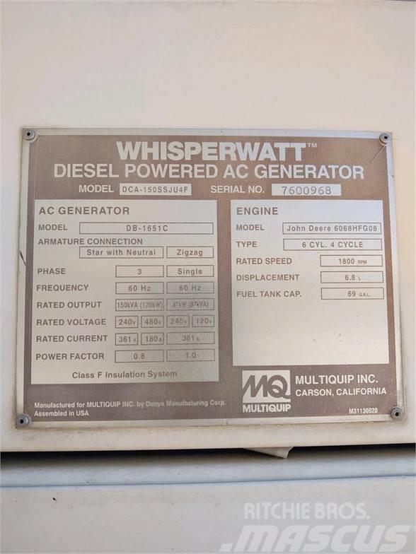 MultiQuip WHISPERWATT DCA150SSJU4F Gāzes ģeneratori