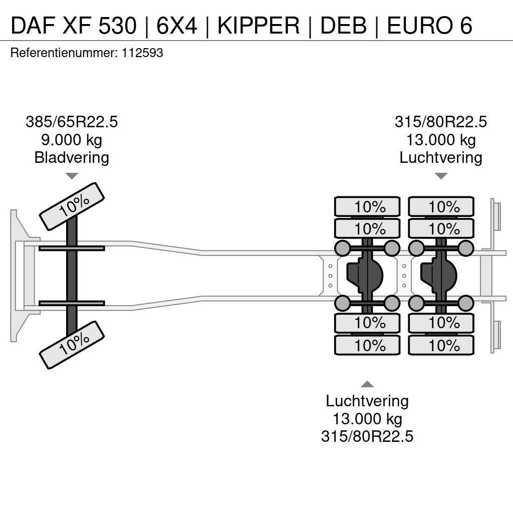 DAF XF 530 | 6X4 | KIPPER | DEB | EURO 6 Pašizgāzējs