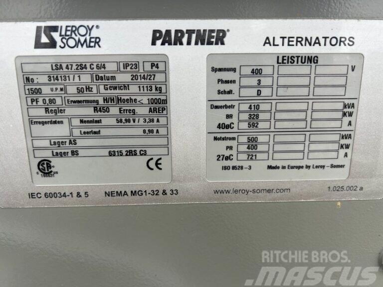 Leroy Somer LSA 47.2S4 C 6/4 - Unused - 500 kVa Citi ģeneratori