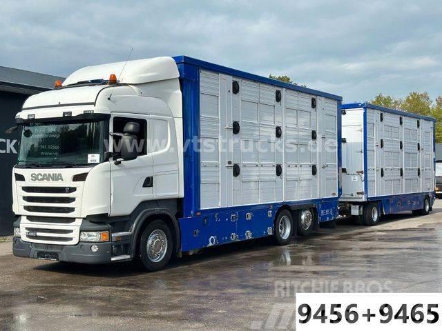 Scania R480 6x2 3.Stock FINKL Komplett-Zug Dzīvnieku pārvadāšanas transports