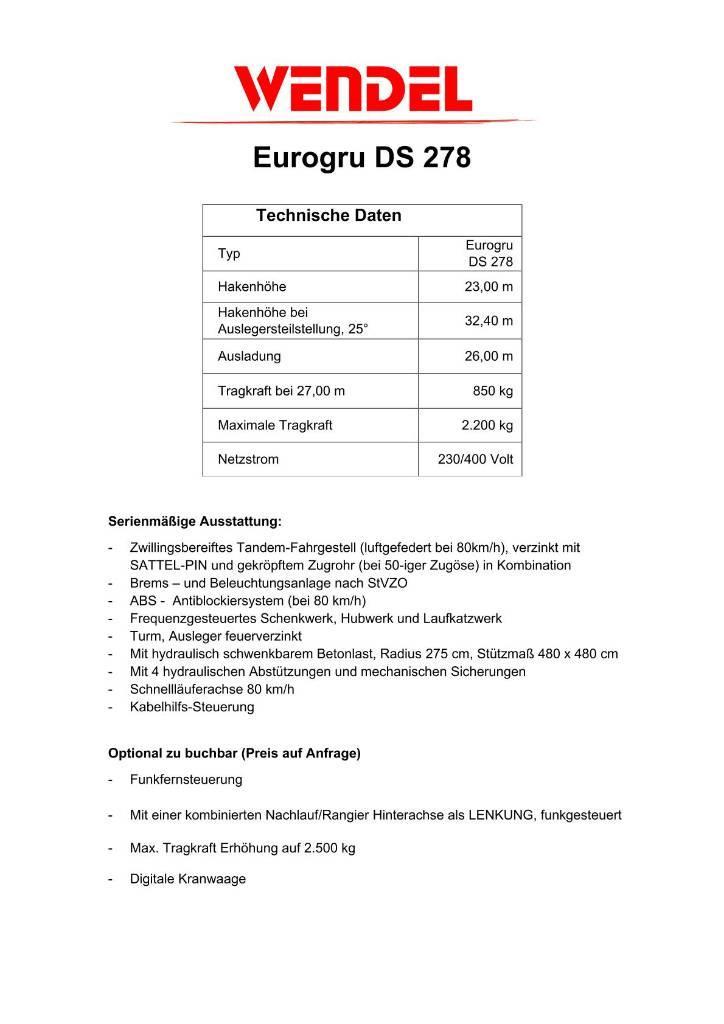 Eurogru DS 278 - Schnellbaukran Torņa celtņi