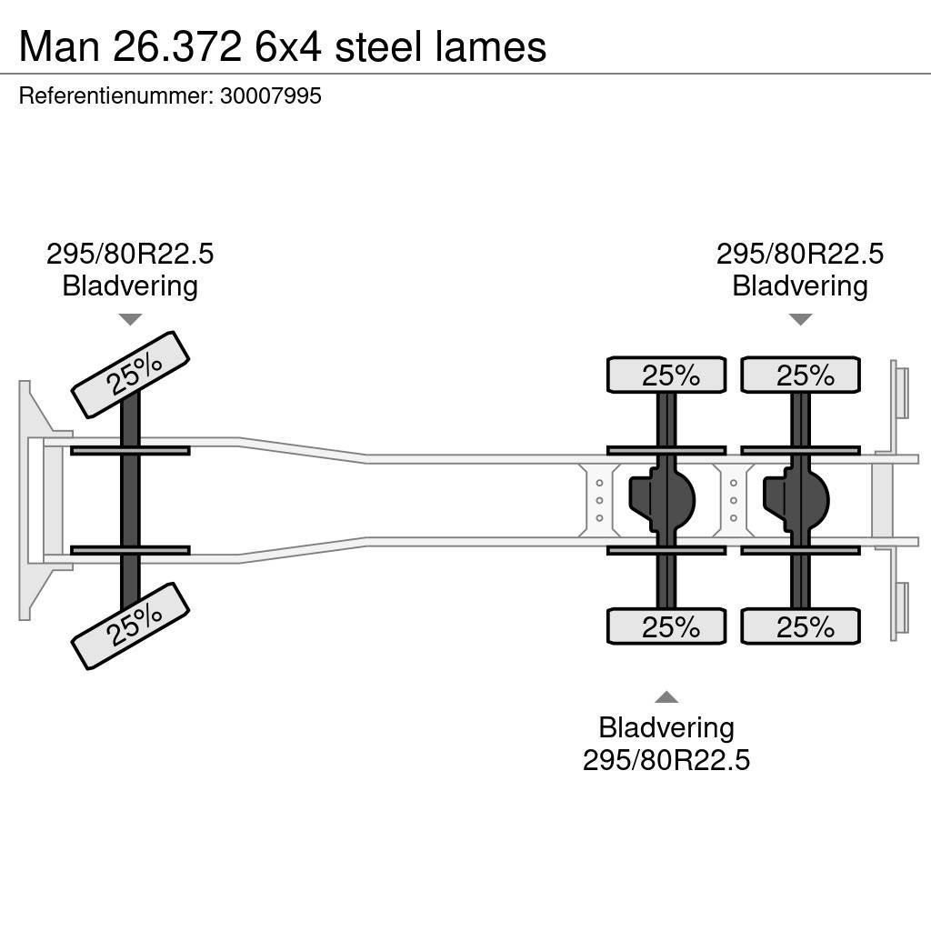 MAN 26.372 6x4 steel lames Platformas/izkraušana no sāniem