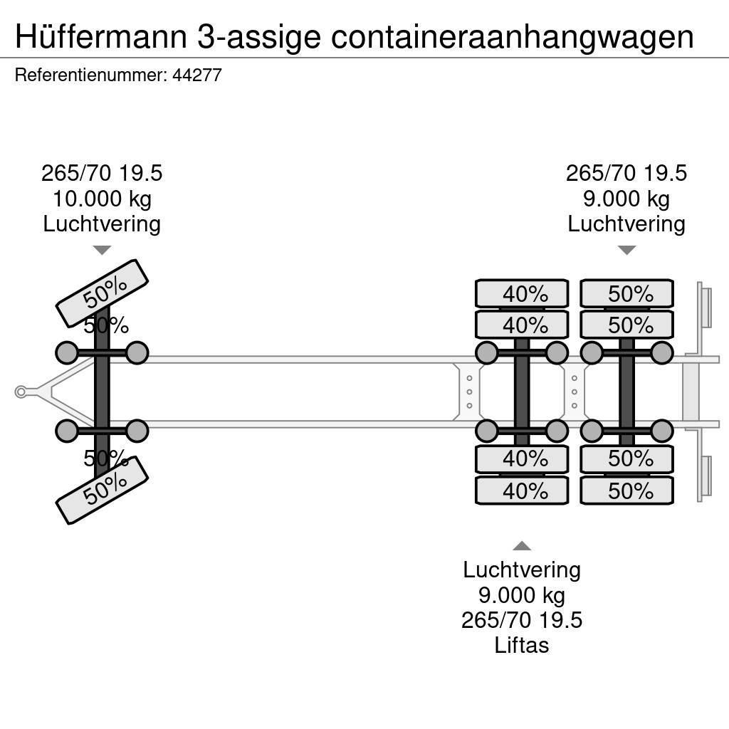 Hüffermann 3-assige containeraanhangwagen Konteineriekrāvēji
