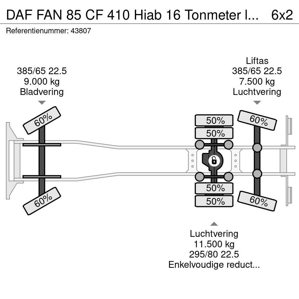 DAF FAN 85 CF 410 Hiab 16 Tonmeter laadkraan Treileri ar āķi