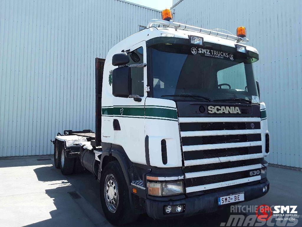 Scania 144 530 6x4 manual pump Platformas/izkraušana no sāniem