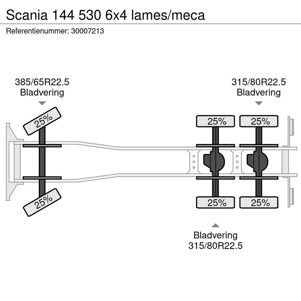 Scania 144 530 6x4 lames/meca Platformas/izkraušana no sāniem