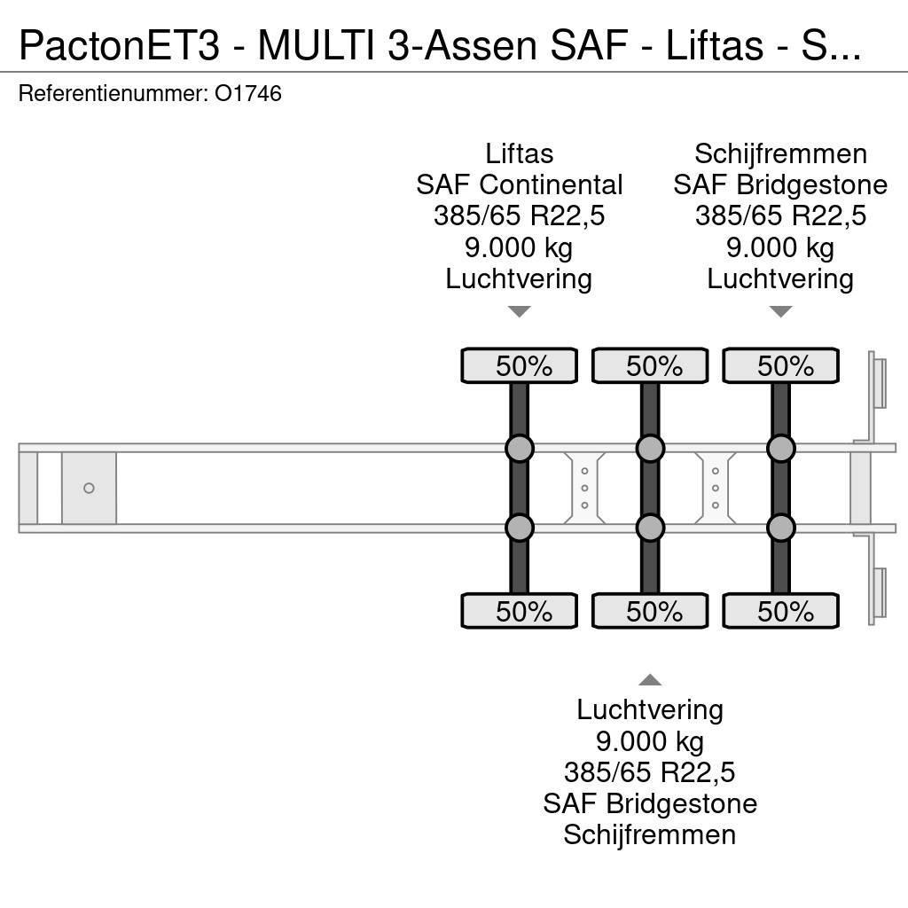Pacton ET3 - MULTI 3-Assen SAF - Liftas - Schijfremmen - Konteinertreileri