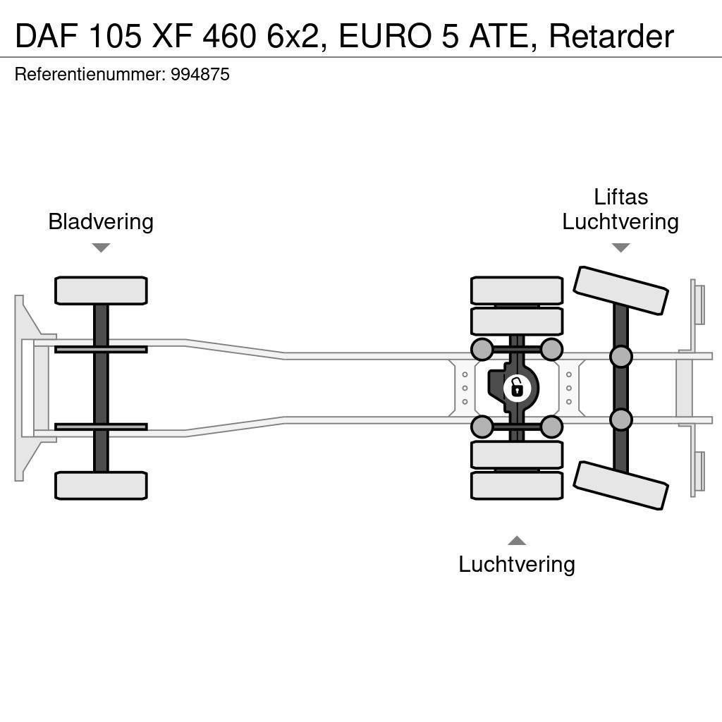 DAF 105 XF 460 6x2, EURO 5 ATE, Retarder Šasija ar kabīni