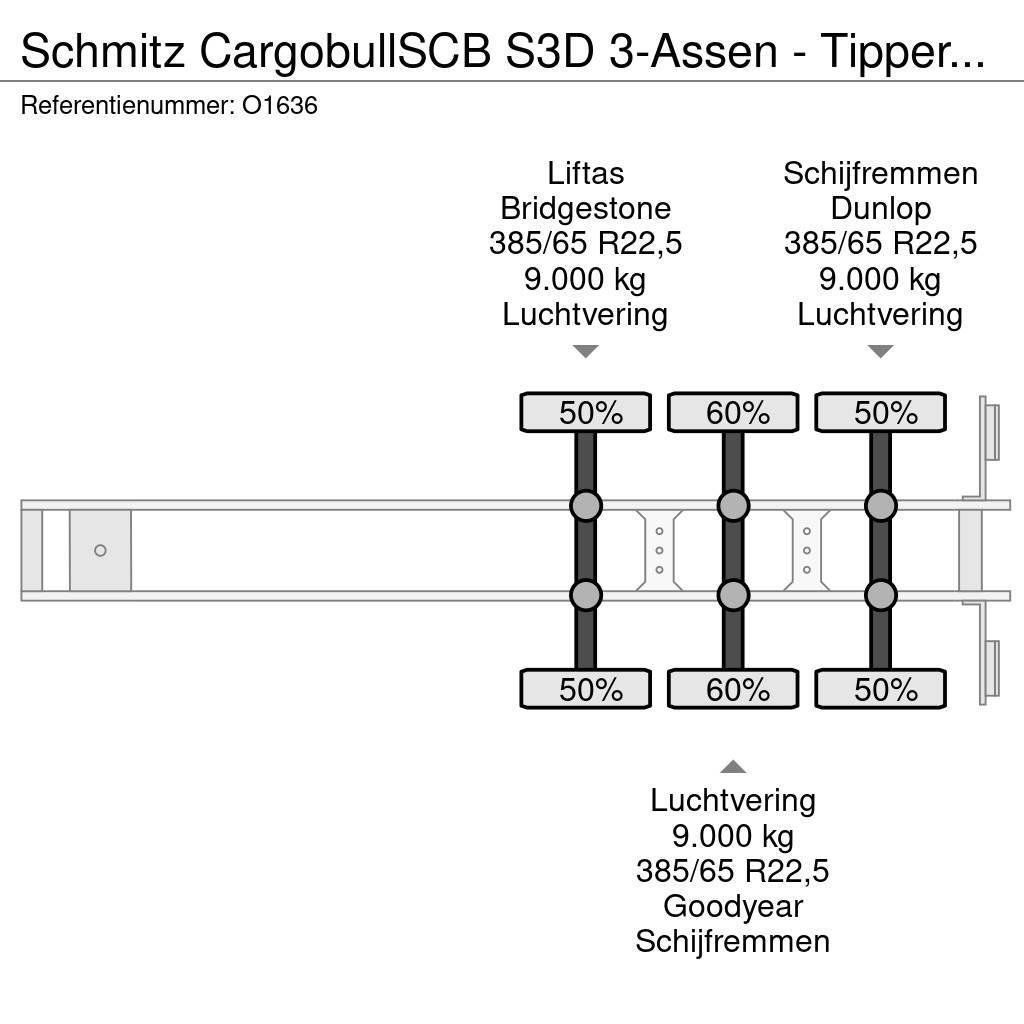 Schmitz Cargobull SCB S3D 3-Assen - Tipper 46m³ - Steel/Steel - Lift Piekabes pašizgāzēji