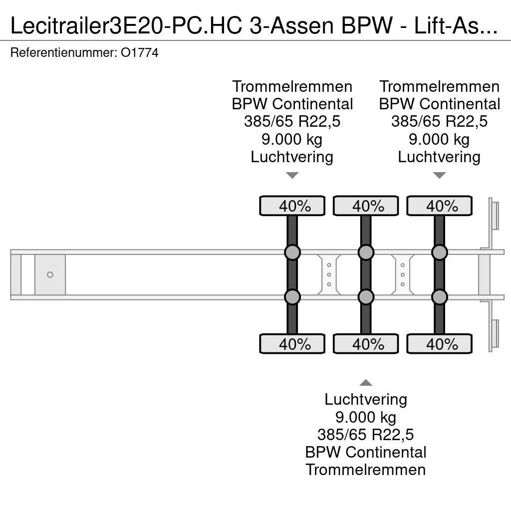 Lecitrailer 3E20-PC.HC 3-Assen BPW - Lift-As - 4800kg - 1x 20F Konteinertreileri